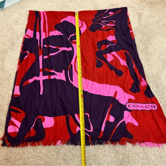 Coach horse chariot print scarf vibrant abstract red pink purple - Picture 4 of 7